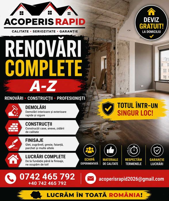 Totul într-un singur loc – Acoperiș + renovări + construcții