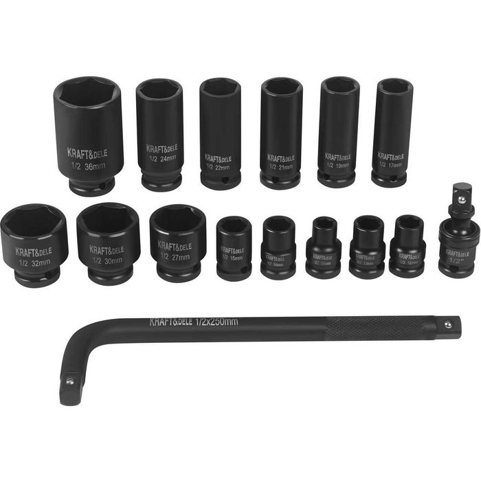 Trusa tubulare de impact 1/2" 16 bucati, Kraft