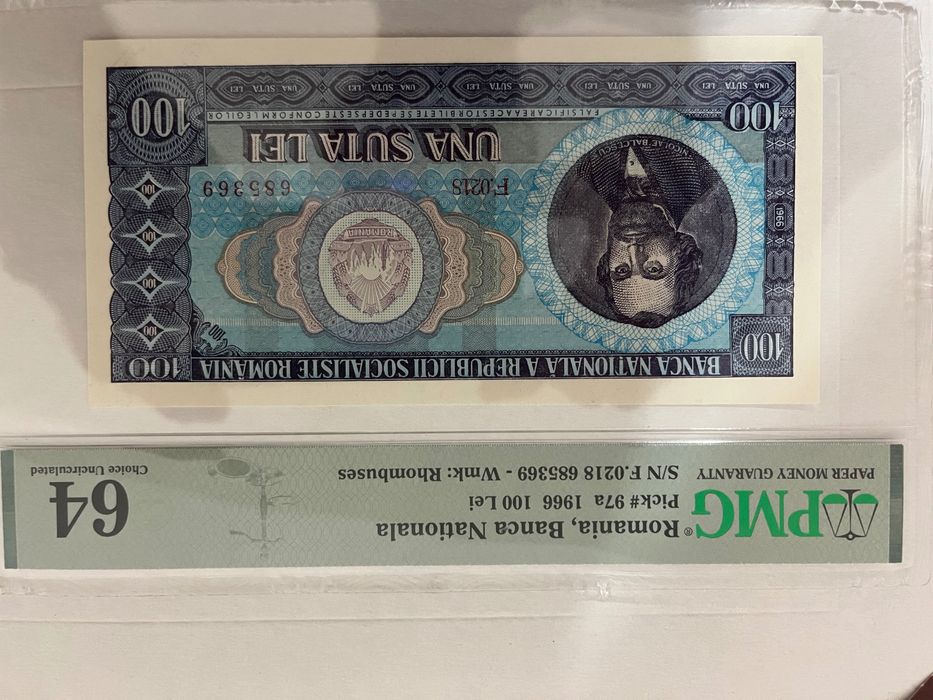100 lei 1966 UNC gradată PMG
