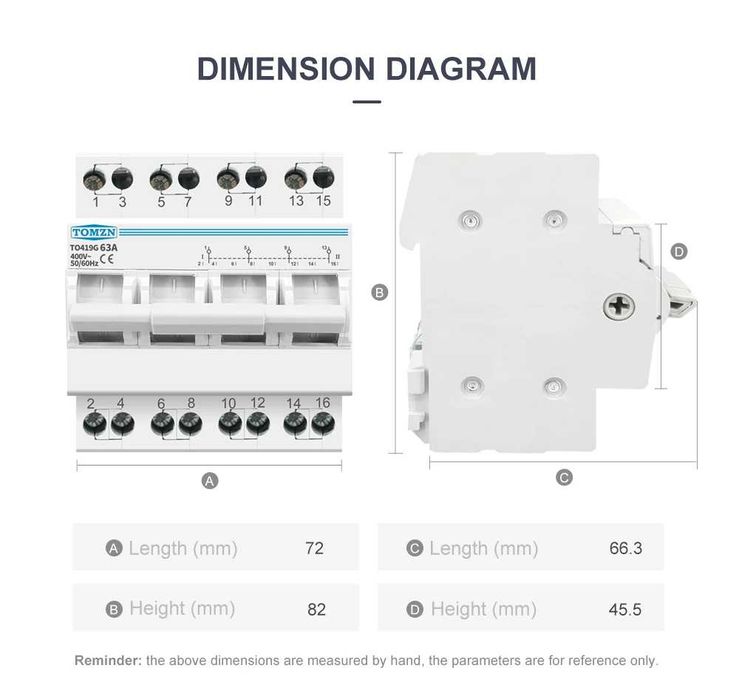 4P 63A MTS трифазен механичен ключ за двойно захранване