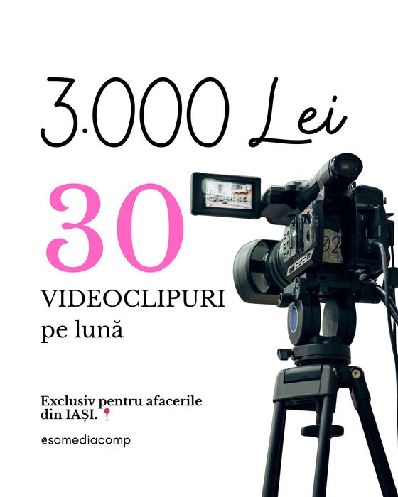 Creare Conținut Video Afaceri Iași - Pachet Complet 30 Clipuri / Lună - 3000 lei