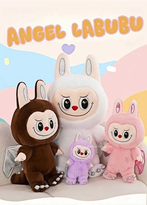 Голяма плюшена играчка Labubu с криле, 65см, Angel Labubu Лабубу Ангел