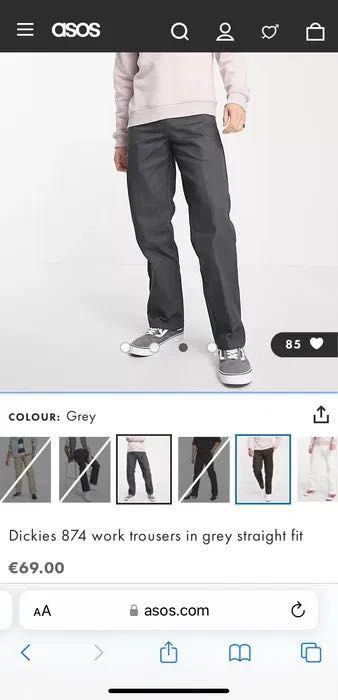 Dickies 874 work trousers in grey straight fit