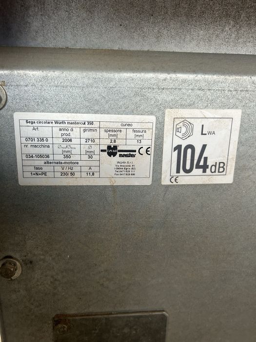 Vând fierăstrău de masă (banc) Wurth Mastercut 350