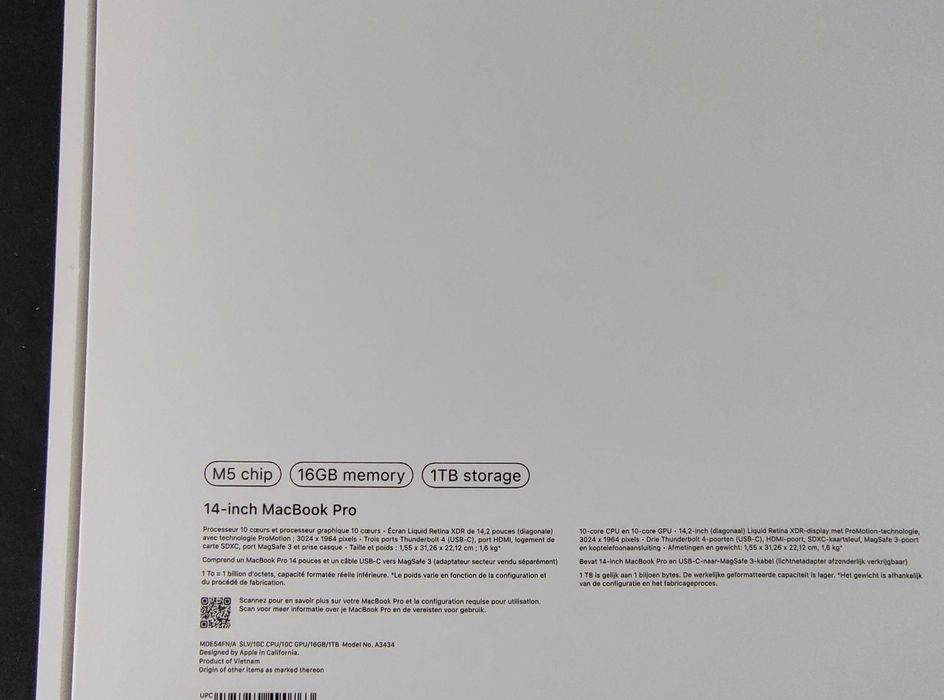 MacBook Pro 14" 2025 (M5) 16GB/1TB