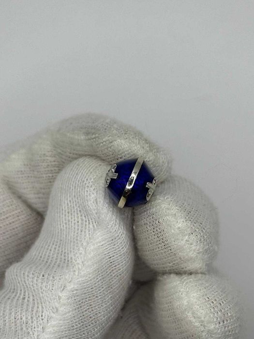 LANT + PANDANTIV AUR alb 14K - OU de Paste + Email - Model Faberge !