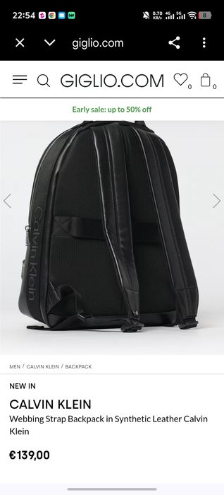 Rucsac Calvin klein original  nou
Webbing Strap Backpack in Synthetic Leather Calvin Klein