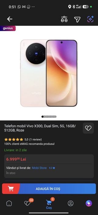 Vivo X300 (Europa) - Sigilat! Telefon compact - Camere Zeiss