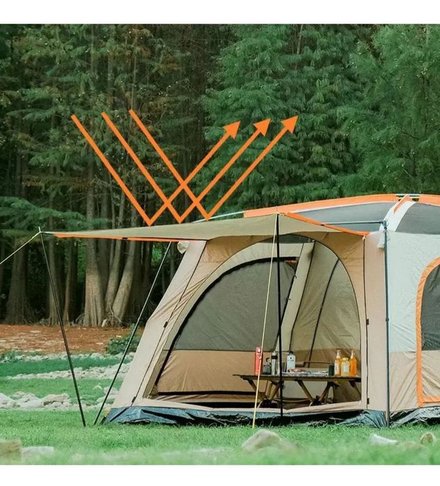 Двухслойная двухкомнатная 10 местная палатка CD 2076