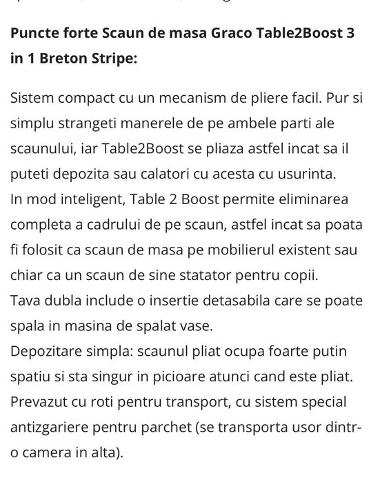 Scaun masa bebe in stare foarte buna