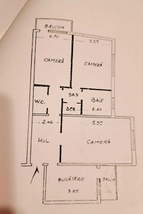 Se vinde apartament 3 camere-comuna Vladeni judetul Iasi