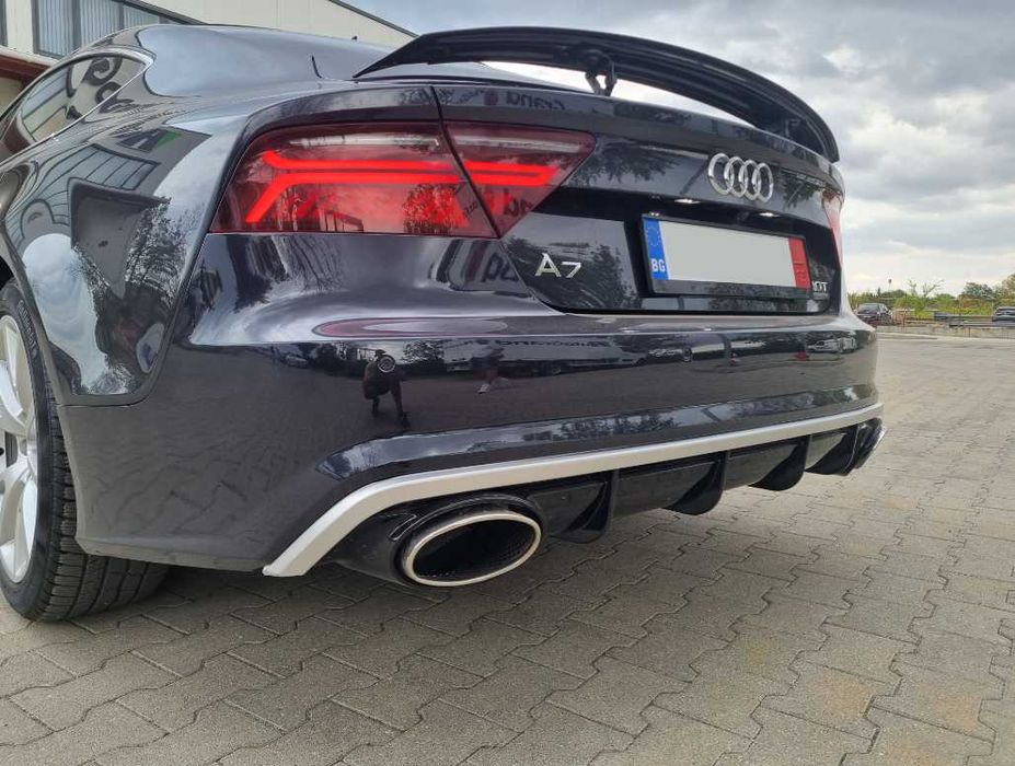 Дифузьор задна броня ауспухови накрайници RS7 Audi A7 4G Facelift