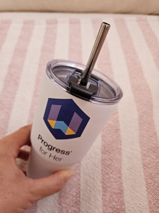 Термос чаша Неръждаема стомана Със сламка 600мл Бяла