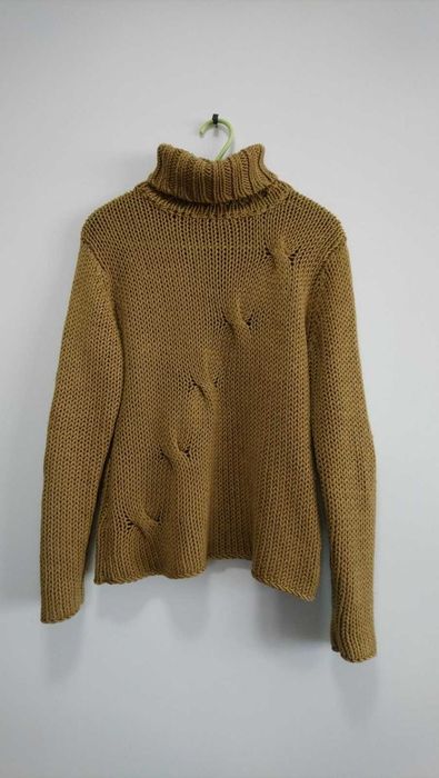 Пуловер с поло, кафяв