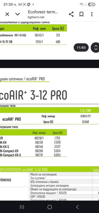 Ecoforest  ECOAIR 3-12 PRO (G2) термопомпа въздух-вода 12kw