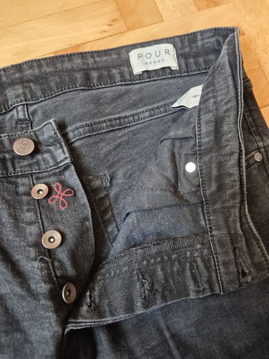 Blugi Premium Pour Homme, Denim Stretch, Negru, Bărbați - 36/32