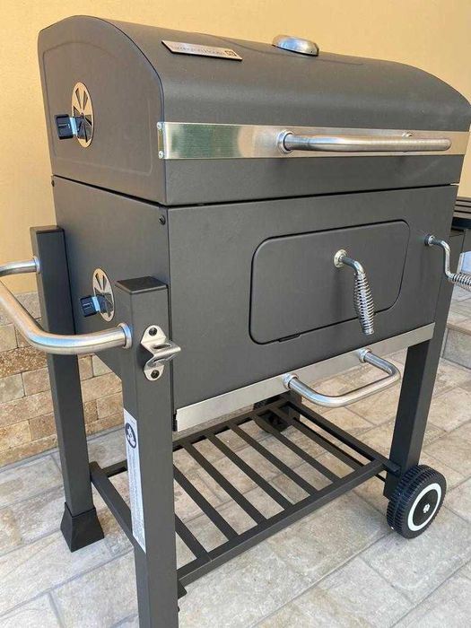 Gratar profesional, grill de fonta, roti, capac, termometru etc Nou!