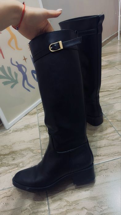 Високи черни ботуши Zara 39