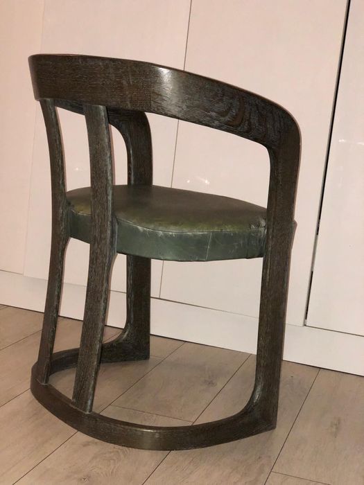 Mid century 4 scaun birou dining piele lemn