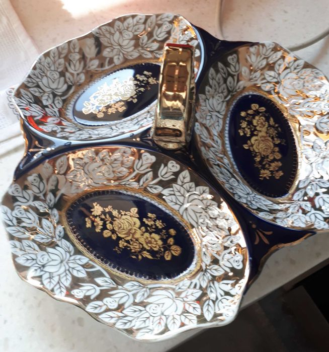 Конфетница., кобальт.   Чехия. б.у