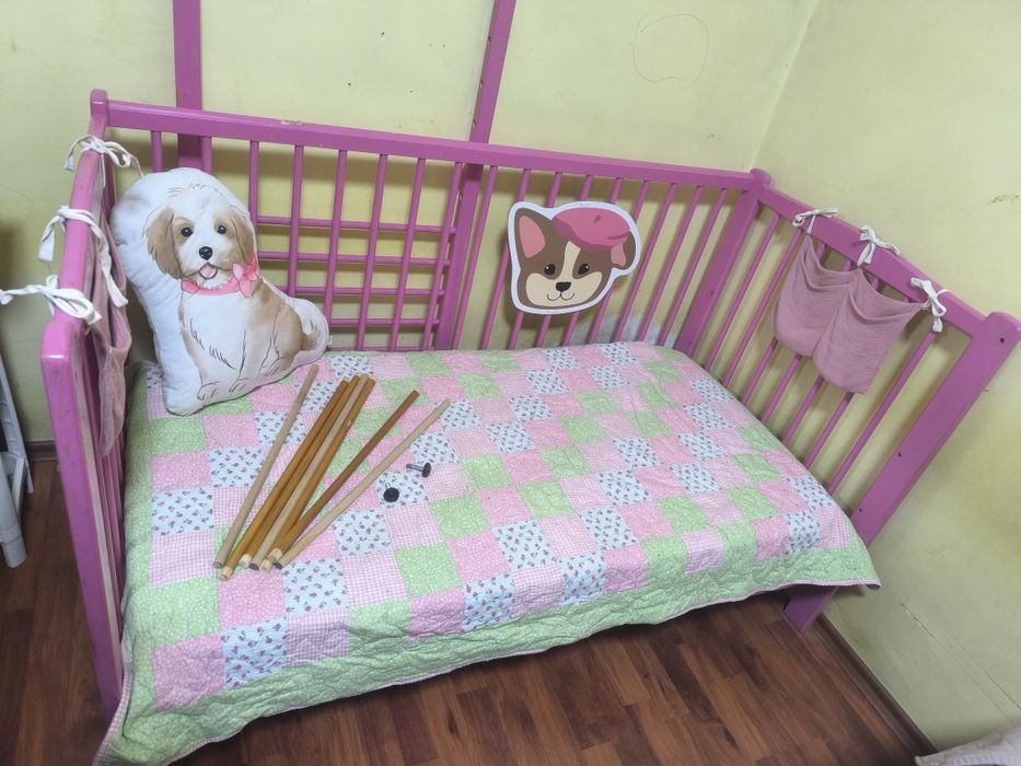 Дървена  кошара 70/140+ матрак Magniflex +протектор+ 2 броя чаршафи