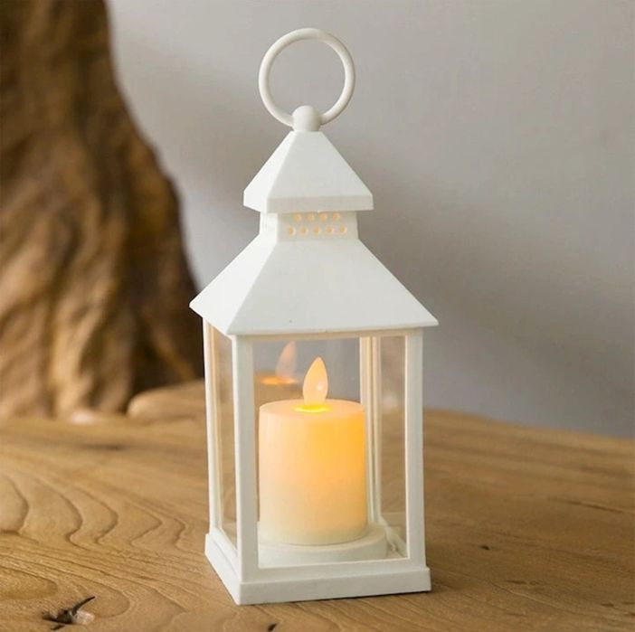 Set 5 Felinare Albe Decorative cu Lumânare LED – Pentru Nunta, Terasa