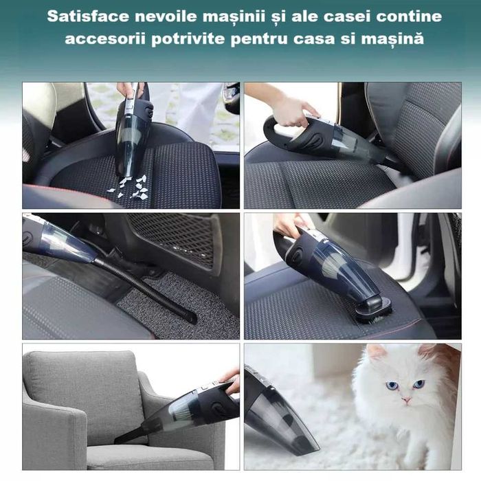 Aspirator de masina cu geanta depozitare, conține 5 accesorii, 120 W