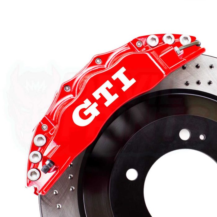6 бр. GTI Стикери за Спирачни Апарати – Бели (3 Размера) | VW GTI Tuning Style