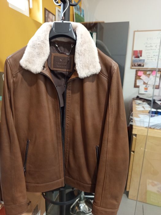 Ново оригинално кожено мъжко яке Teodor агнешка кожа!