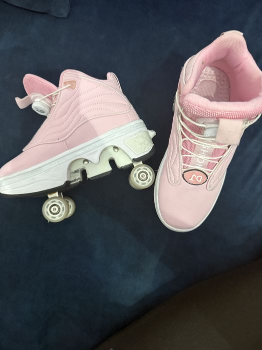 Pantofi cu role 2 in 1 pentru copii, marimea 35, roz