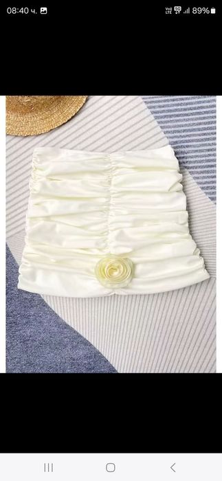 Бански с пола екрю нов