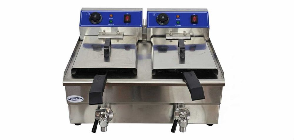 Reducere Friteuza profesionala cu robineti 10l+10l -TRANSPORT GRATUIT