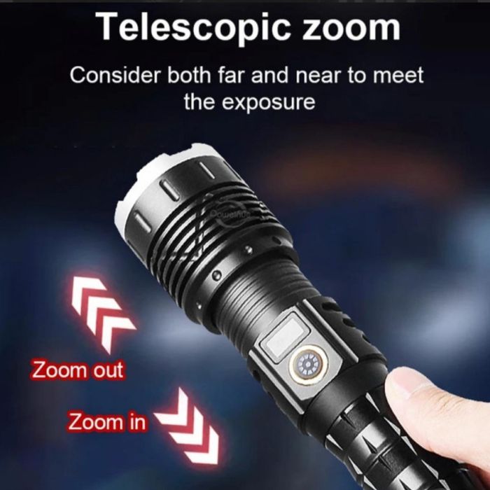 Мощен LED фенер JMK голям,USB зареждане с дисплей за заряда на батерия