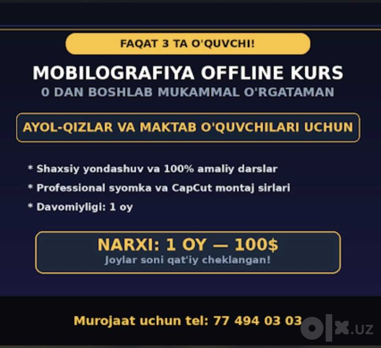 Mobilografiyani 0 dan o'rgataman