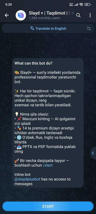 Telegram Bot Yasash Xizmati | Телеграм Бот Ясаш Хизмати