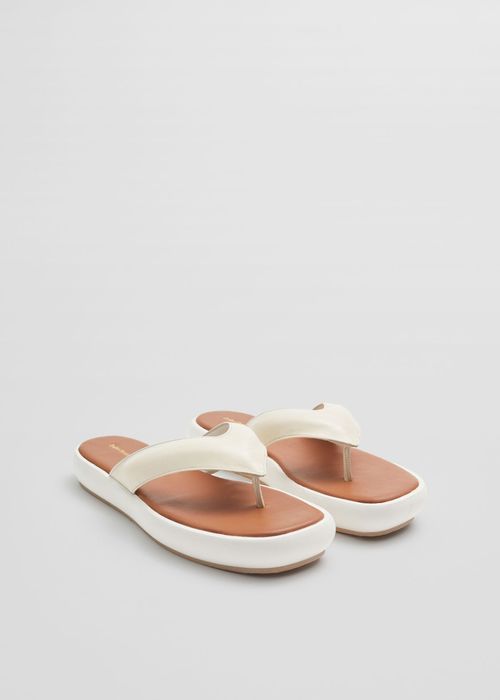 & Other Stories бели дамски чехли от естествена кожа н.39 40