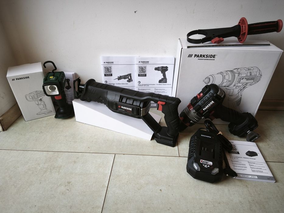 Ударерен винтоверт,саблен трион,прожектор и зарядно 20V 4,5A Парксайд