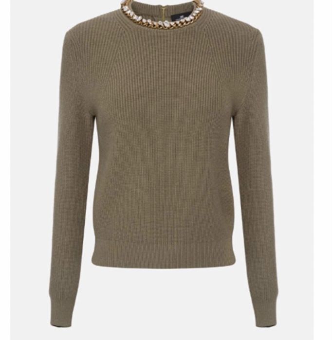 Elisabetta Franchi пуловер с елементи от кристали и цип с лого