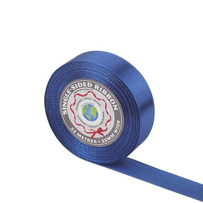 5 ролки x 22 метра x 2,5 см ширина - едностранни сатенени тъмносини