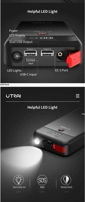 Starter / Robot Auto Pornire Masina UTRAI 8000mAh, Acumulator Extern