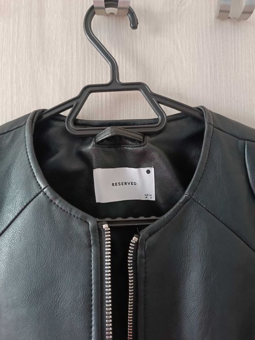 Черно кожено яке Reserved XS, 34 размер