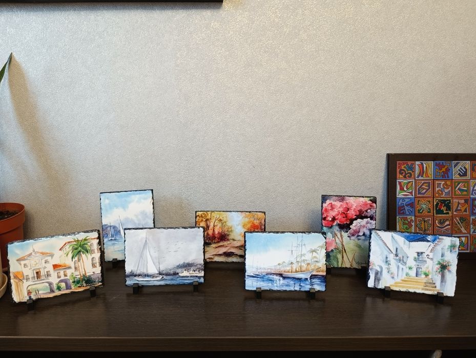 Акварель на натуральном камне.