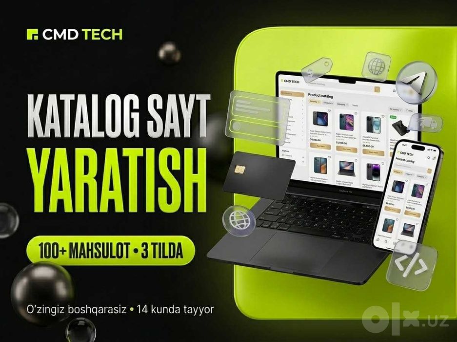 Katalog sayt yaratish — 100+ mahsulot, 3 tilda, o'zingiz boshqarasiz