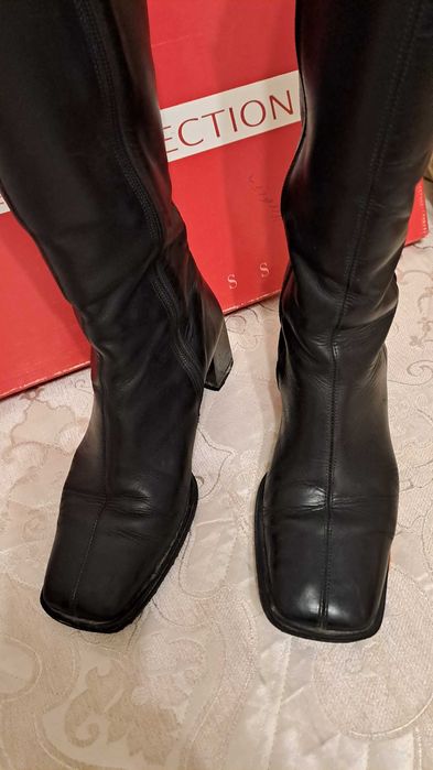 Черни дамски ботуши естествена кожа 38 номер