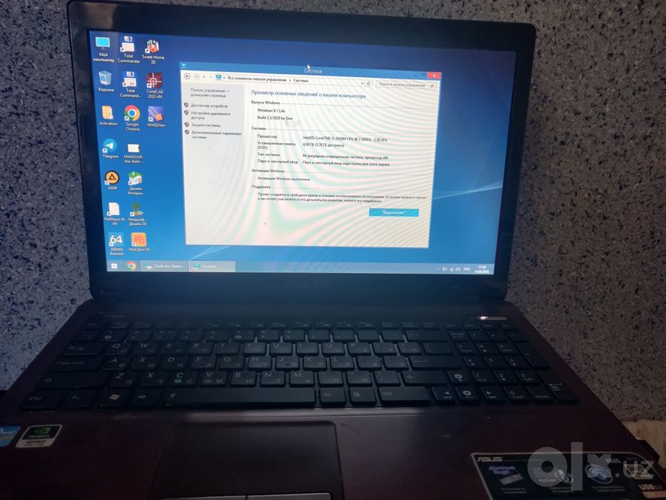 Ноутбук Asus sotiladi parametrlari rasmda