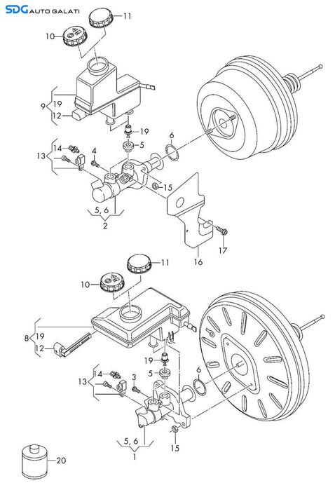 Tulumba Vacuum Vacuum cu Vas si Pompa Lichid Ulei Servofrana Servo Frana Volkswagen Passat B8 2015 - 2023 Cod 3Q2614105F [C3995]