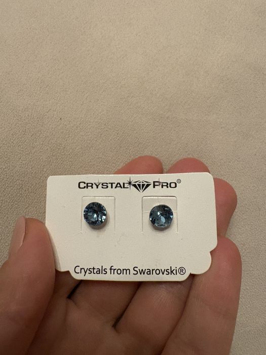 Обеци Swarovski със син кристал