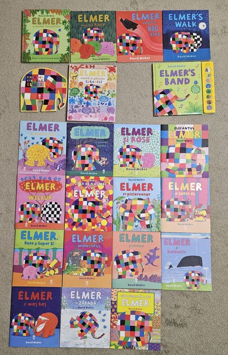 Set cărți Elmer – 22 volume (David McKee, engleză + română)