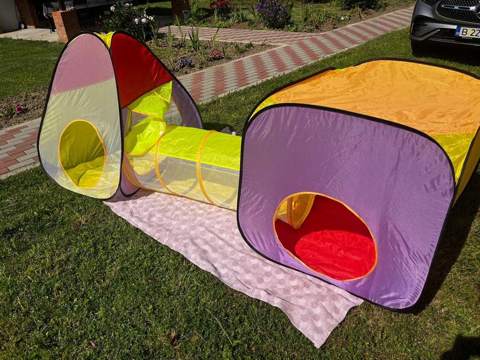 cort de joaca copii 3 in 1  cu tunel, pliabil, impecabil