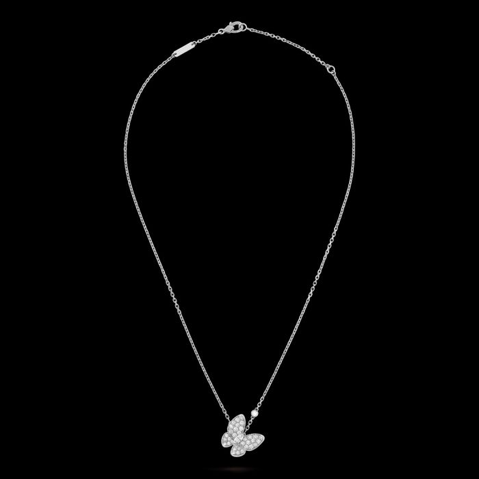 Van Cleef & Arpels VCA Silver Diamond Two Butterfly Дамско Колие